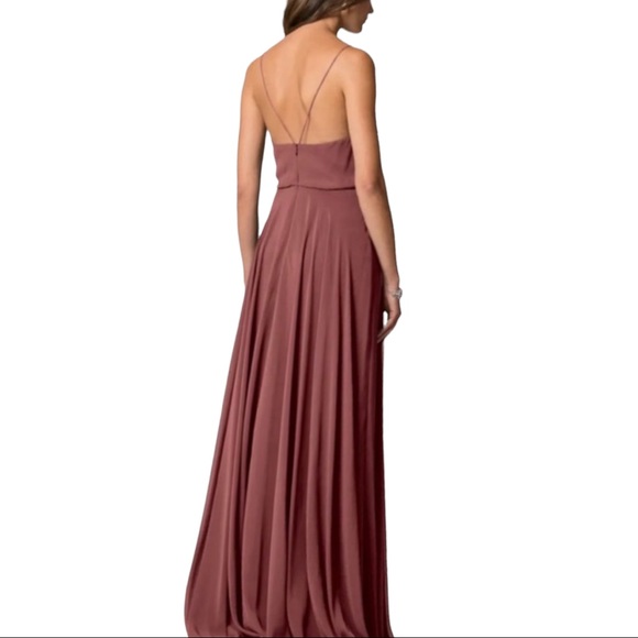 BHLDN x Jenny Yoo Inesse 8 / Med Cinnamon Rose V-Neck Circle Skirt Maxi Gown - Picture 6 of 8